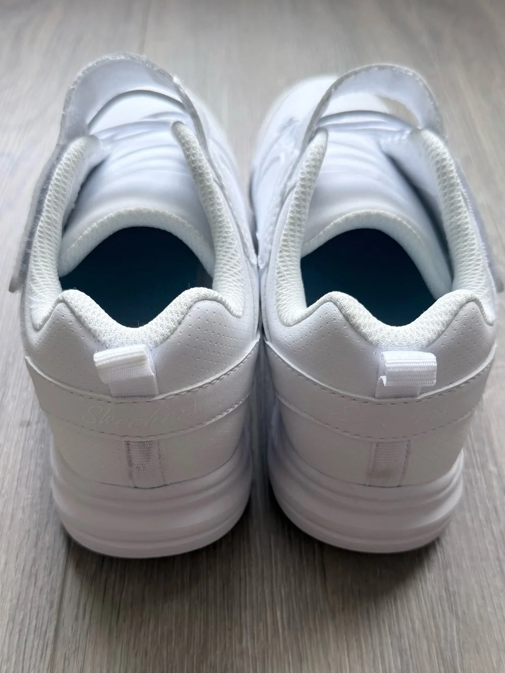 Skechers Kids White Slip-On Athletic Sneakers with Hook-and-Loop Strap